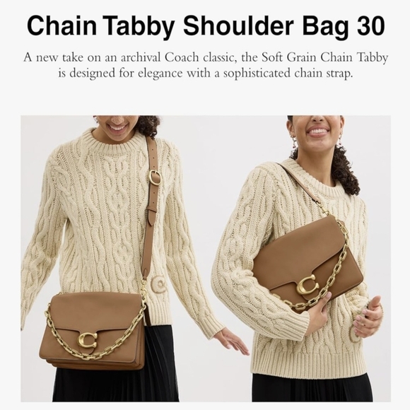 Coach Chain Tabby 30 In Honey Brown. - Picture 7 of 8